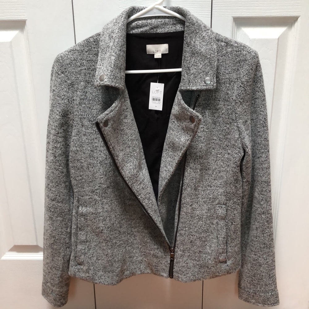 LOFT Moto Jacket Gray Size M NWT